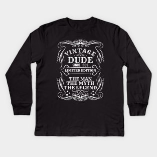 Vintage Dude 1989 Gift Kids Long Sleeve T-Shirt